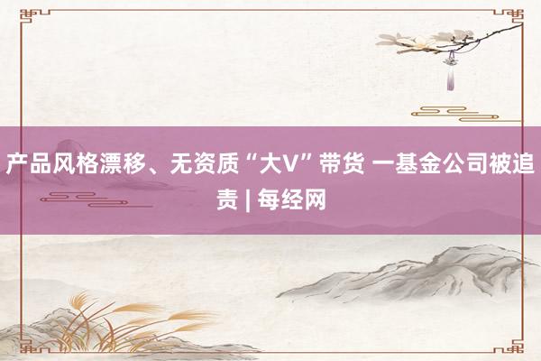 产品风格漂移、无资质“大V”带货 一基金公司被追责 | 每经网