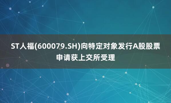 ST人福(600079.SH)向特定对象发行A股股票申请获上交所受理