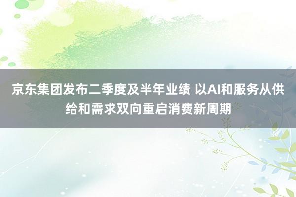 京东集团发布二季度及半年业绩 以AI和服务从供给和需求双向重启消费新周期