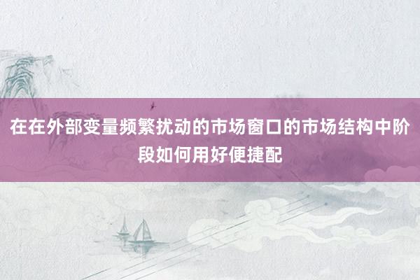 在在外部变量频繁扰动的市场窗口的市场结构中阶段如何用好便捷配