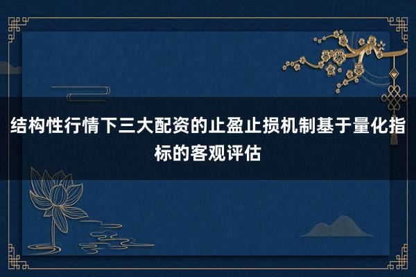 结构性行情下三大配资的止盈止损机制基于量化指标的客观评估