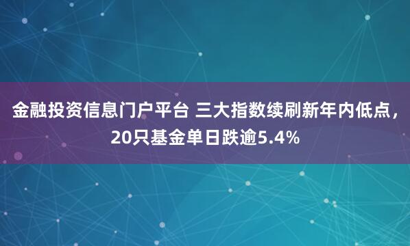 金融投资信息门户平台 三大指数续刷新年内低点，20只基金单日跌逾5.4%