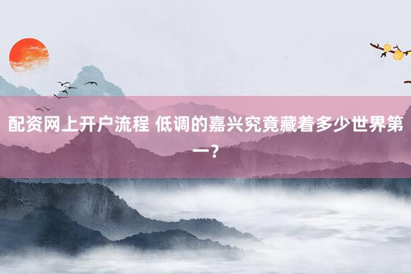 配资网上开户流程 低调的嘉兴究竟藏着多少世界第一？
