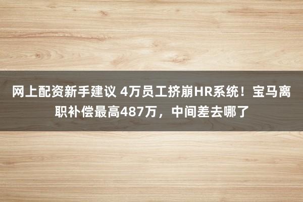网上配资新手建议 4万员工挤崩HR系统！宝马离职补偿最高487万，中间差去哪了
